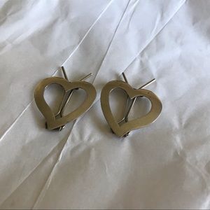 1940s Mexico Pair Sterling Heart Hair Clips